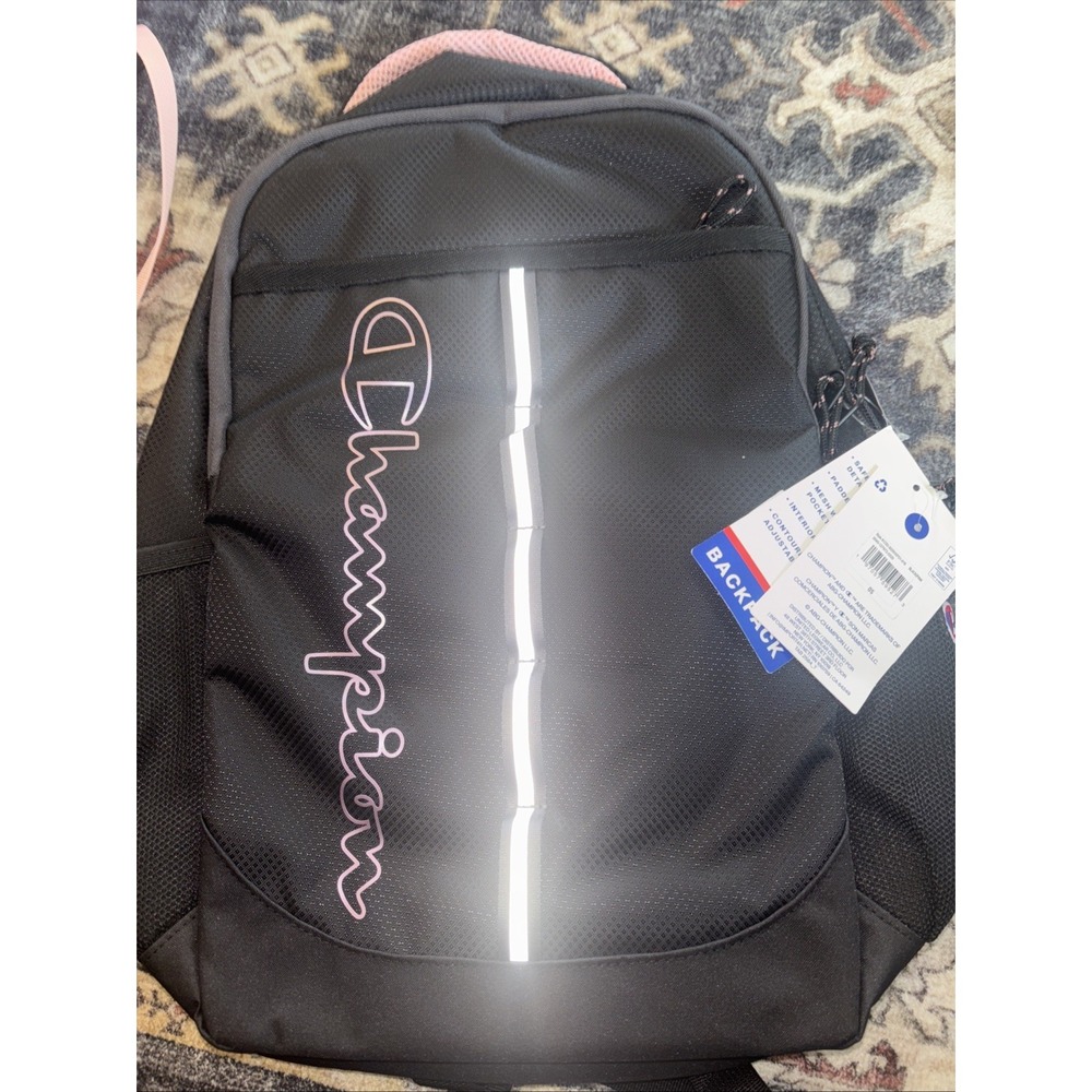 Champion Center Backpack -black Gray Pink